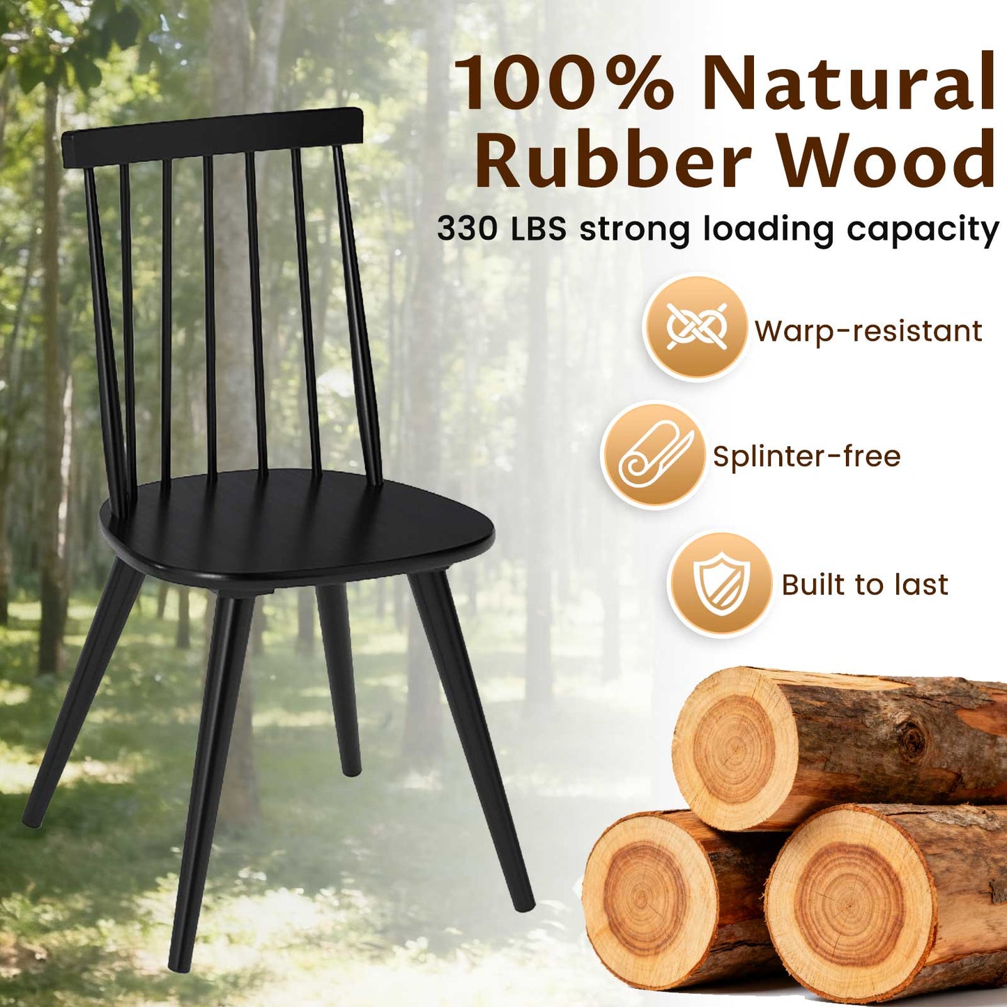 Windsor dining chair black with solid rubber wood frame by DirectDeals on Tampa Home & Garden Store