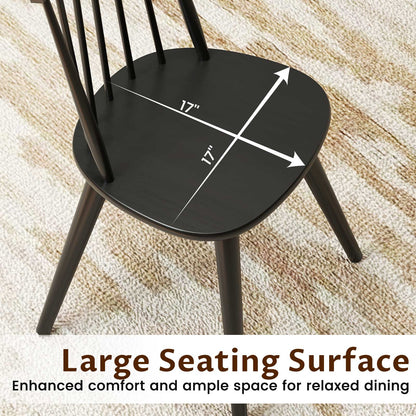 Windsor dining chair set of 4 with solid rubber wood frame in black DirectDeals on Tampa Home & Garden Store