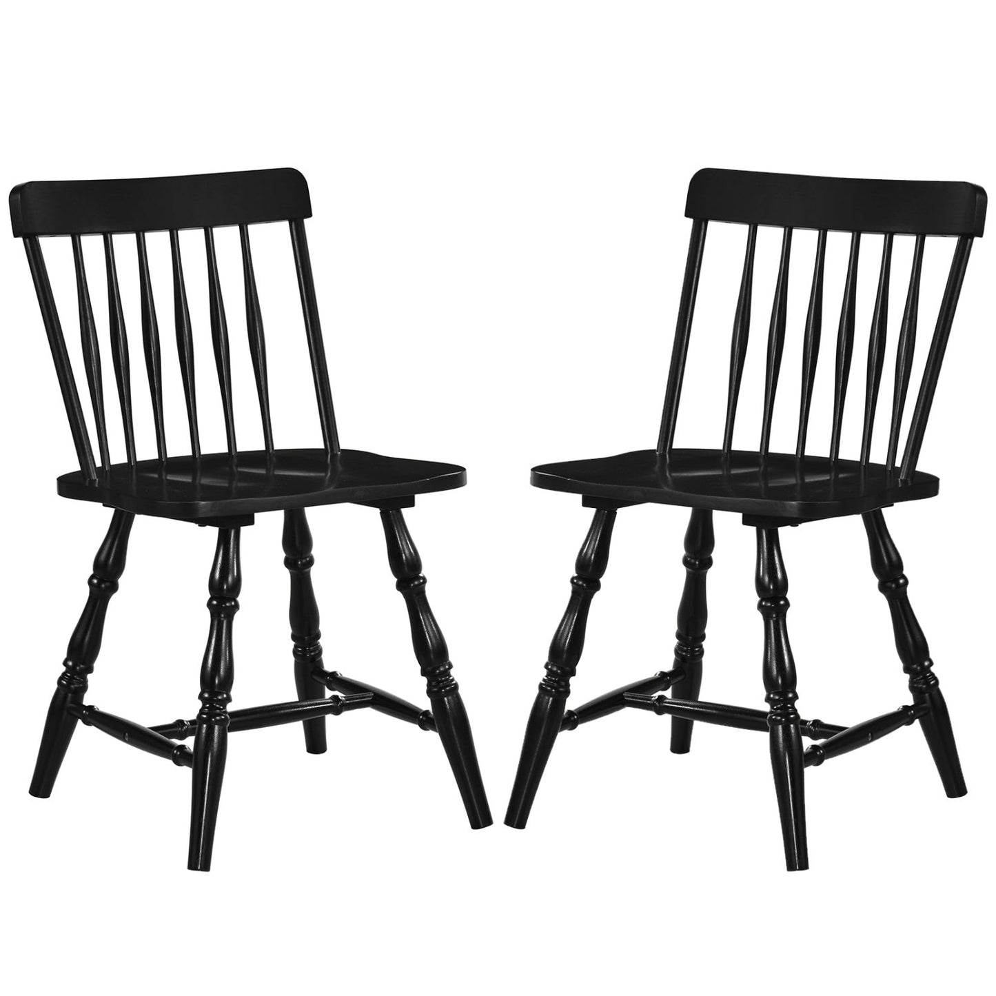 Windsor Dining Chairs Set of 2 with Curved Back