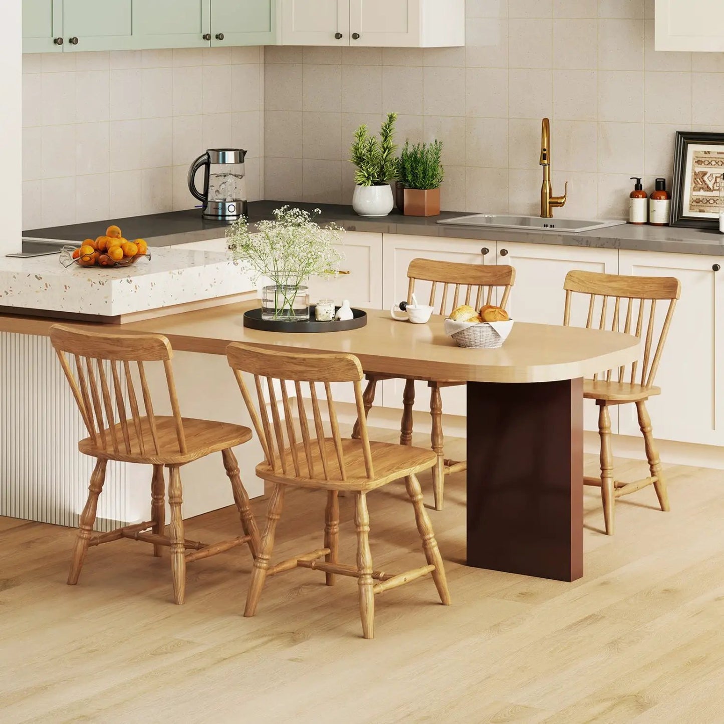 Windsor Dining Chairs Set of 2 with Curved Back