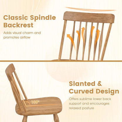Windsor Dining Chairs Set of 2 with Curved Back