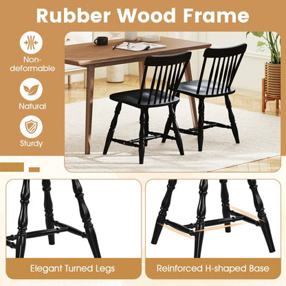 Windsor Dining Chairs Set of 4 with Curved Back