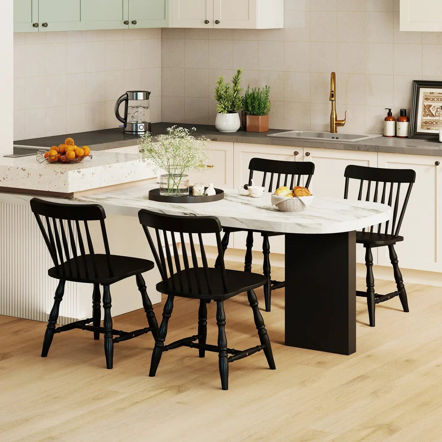 Windsor Dining Chairs Set of 2 with Curved Back