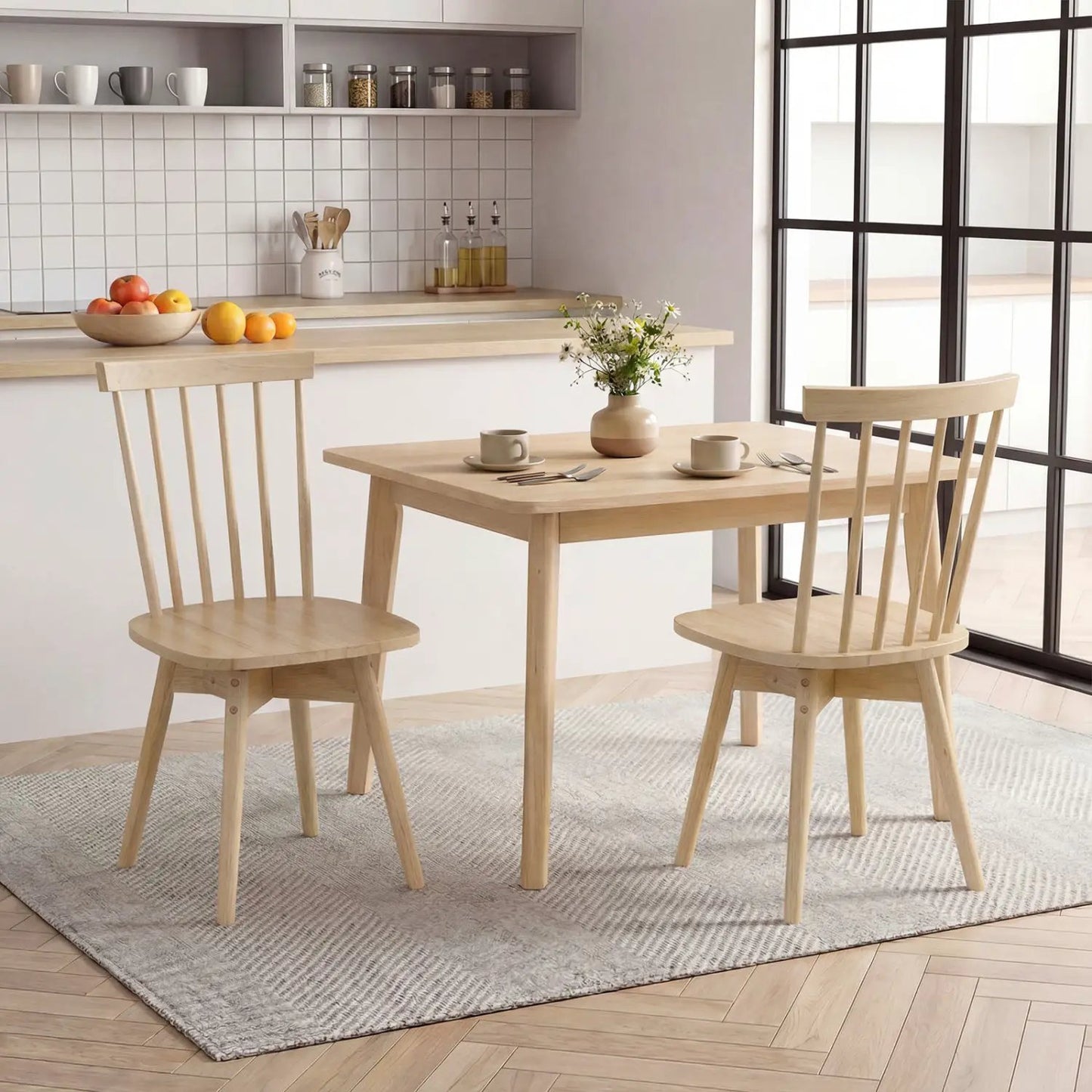 Windsor Dining Chairs Set of 2 with Swivel Seat