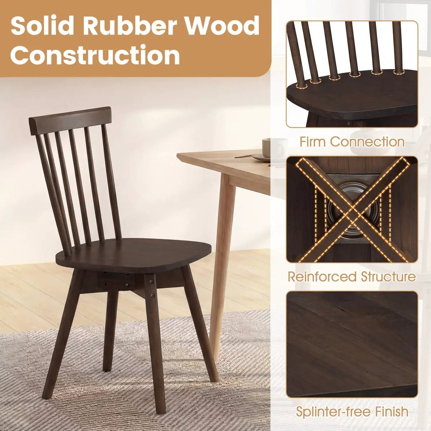 Windsor Dining Chairs Set of 2 with Swivel Seat