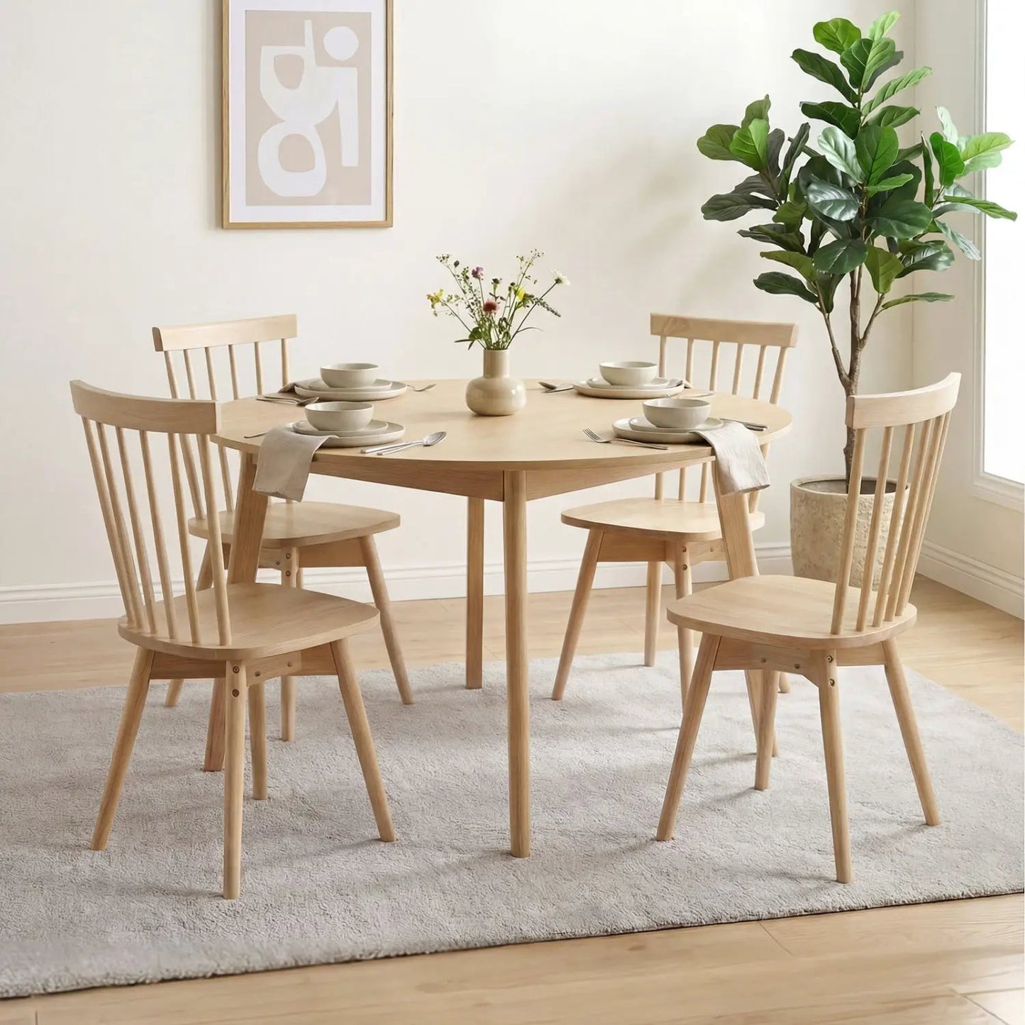 Windsor Dining Chairs Set of 4 with Swivel Seats