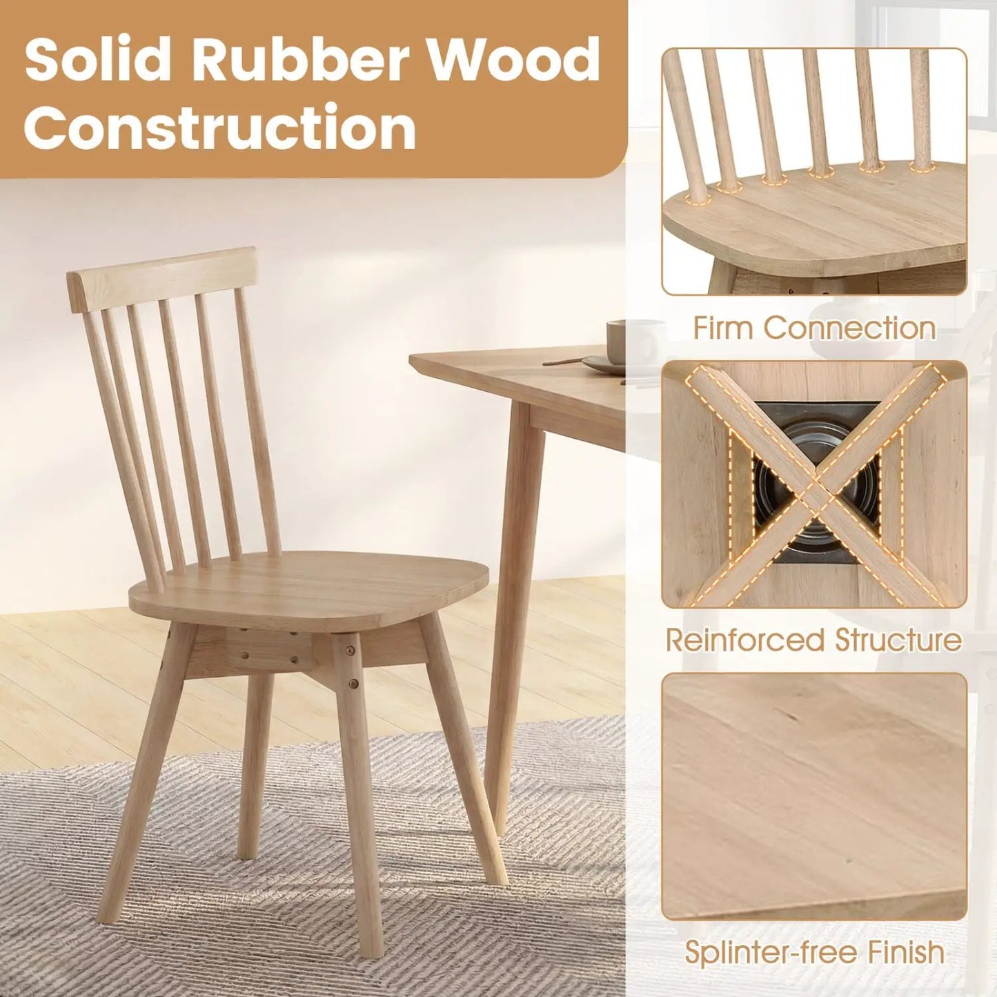 Windsor Dining Chairs Set of 4 with Swivel Seats