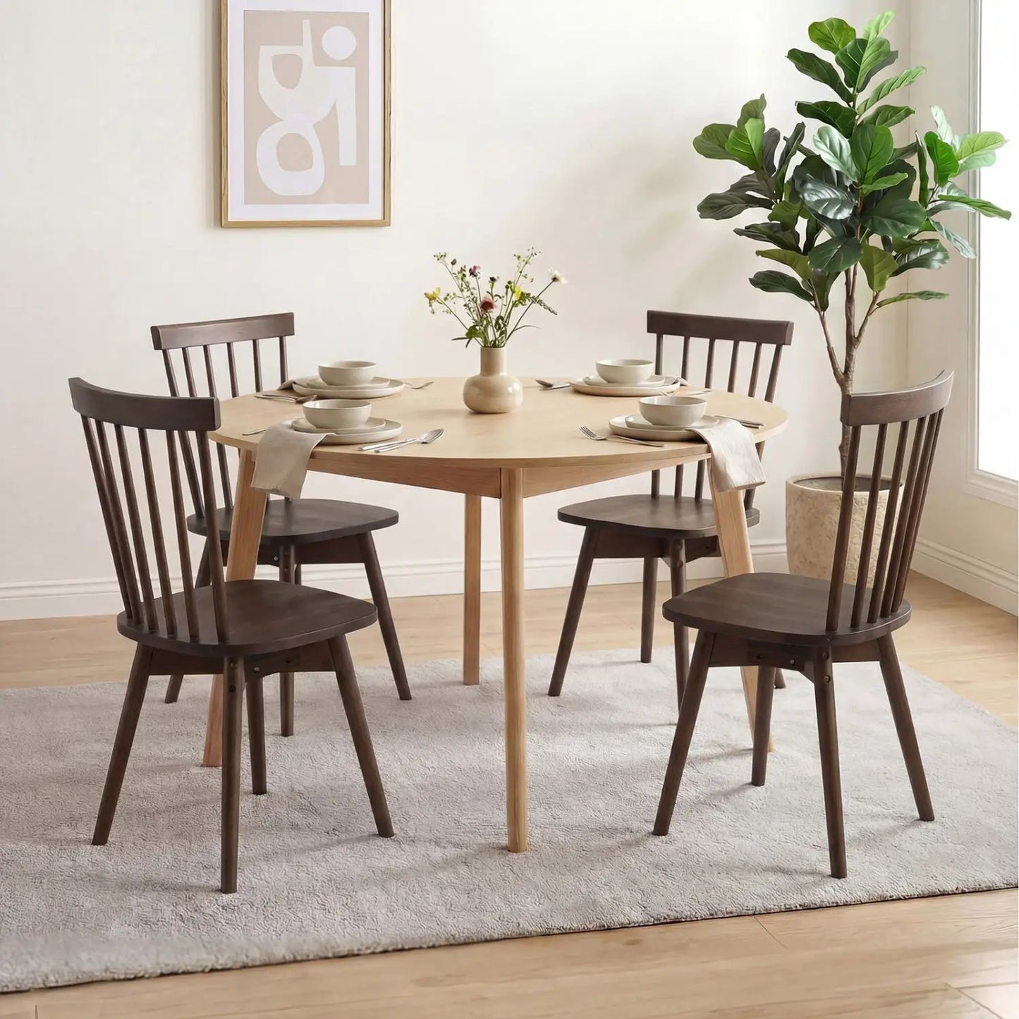 Windsor Dining Chairs Set of 4 with Swivel Seats