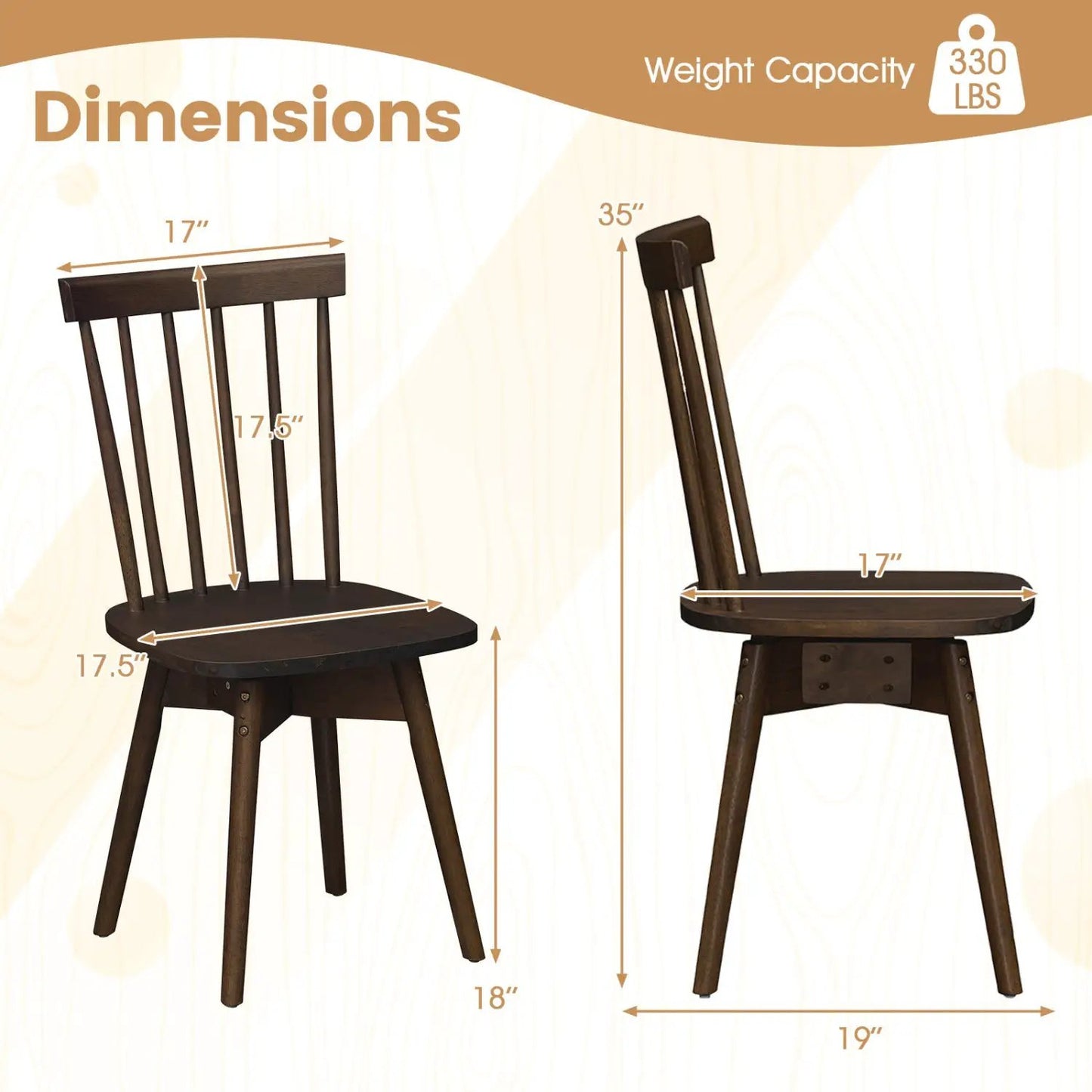 Windsor Dining Chairs Set of 4 with Swivel Seats