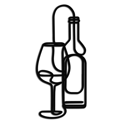 Wine Bottle & Glass Metal Wall Art - Modern Minimalist Bar Decor - KAF081 - Tampa Home & Garden Store