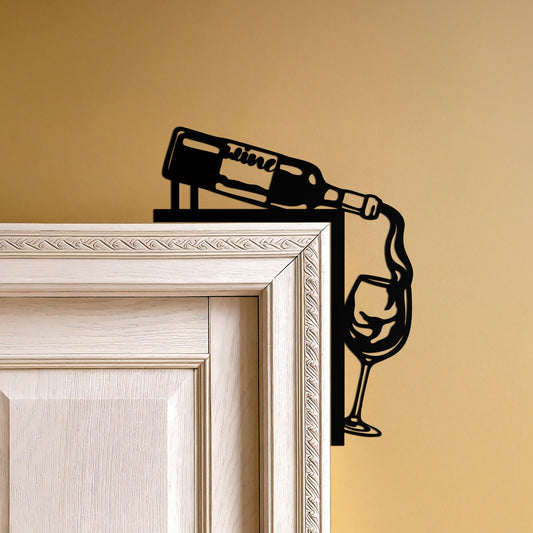 Wine Bottle and Glass Metal Door Corner Decor – Bar & Kitchen Wall Art Accent-KAF609 - Tampa Home & Garden Store