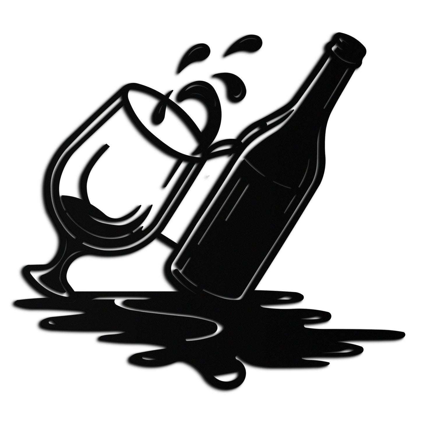 Wine Bottle and Glass Metal Wall Art – Modern Bar Decor with Splash Effect for Kitchen or Lounge Spaces- KAF356 - Tampa Home & Garden Store