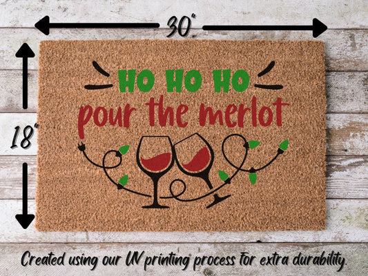 Wine Funny Christmas Door Mat | Funny Christmas Doormat | Christmas Holiday Gift | Welcome Mat | Doormat | Winter Decor - Tampa Home & Garden Store
