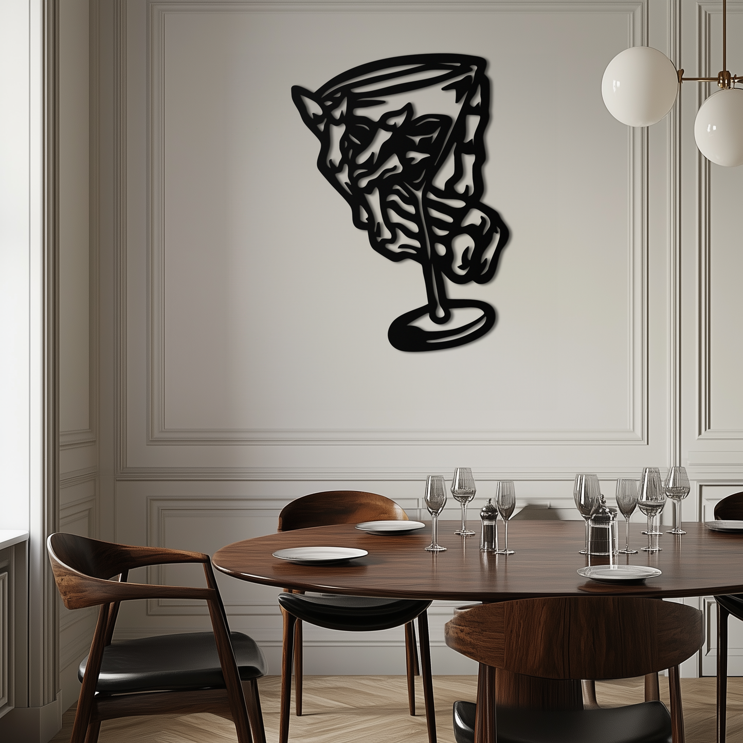 Wine Glass Silhouette Metal Wall Art – Artistic Bar Decor for Wine Lovers- KAF689 - Tampa Home & Garden Store