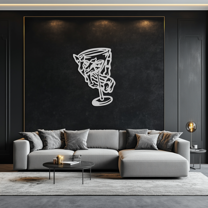 Wine Glass Silhouette Metal Wall Art – Artistic Bar Decor for Wine Lovers- KAF689 - Tampa Home & Garden Store