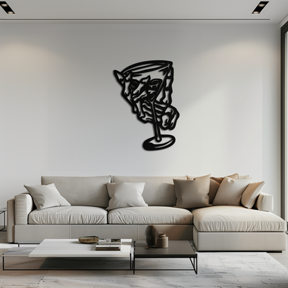 Wine Glass Silhouette Metal Wall Art – Artistic Bar Decor for Wine Lovers- KAF689 - Tampa Home & Garden Store