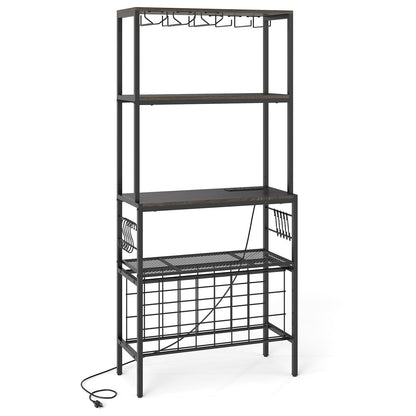 Wine Organizer with Power Outlet and Bottle Holders