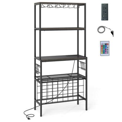 Wine Organizer with Power Outlet and Bottle Holders