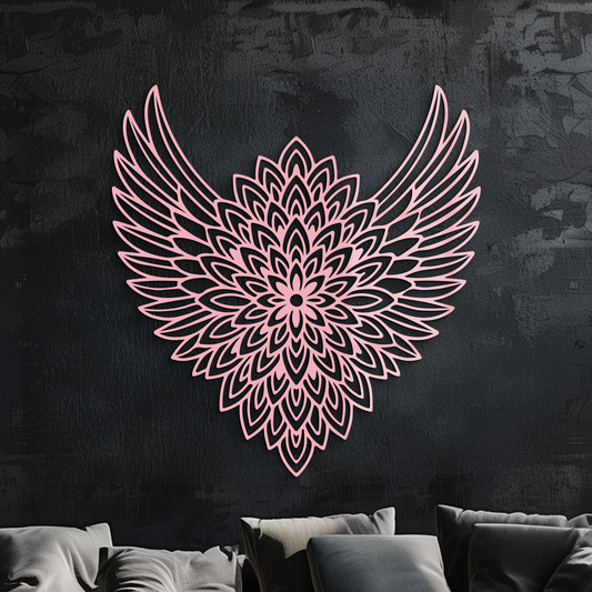 Winged Mandala Metal Wall Art – Sacred Geometry Design - KAFGP057 - Tampa Home & Garden Store