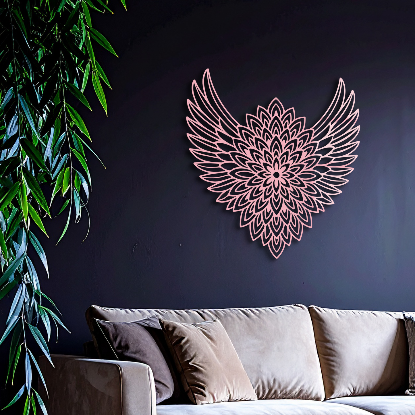 Winged Mandala Metal Wall Art – Sacred Geometry Design - KAFGP057 - Tampa Home & Garden Store