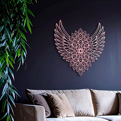 Winged Mandala Metal Wall Art – Sacred Geometry Design - KAFGP057 - Tampa Home & Garden Store
