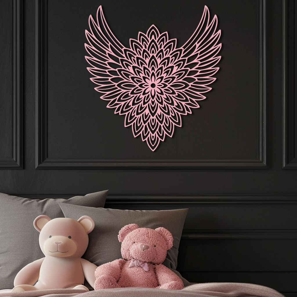 Winged Mandala Metal Wall Art – Sacred Geometry Design - KAFGP057 - Tampa Home & Garden Store