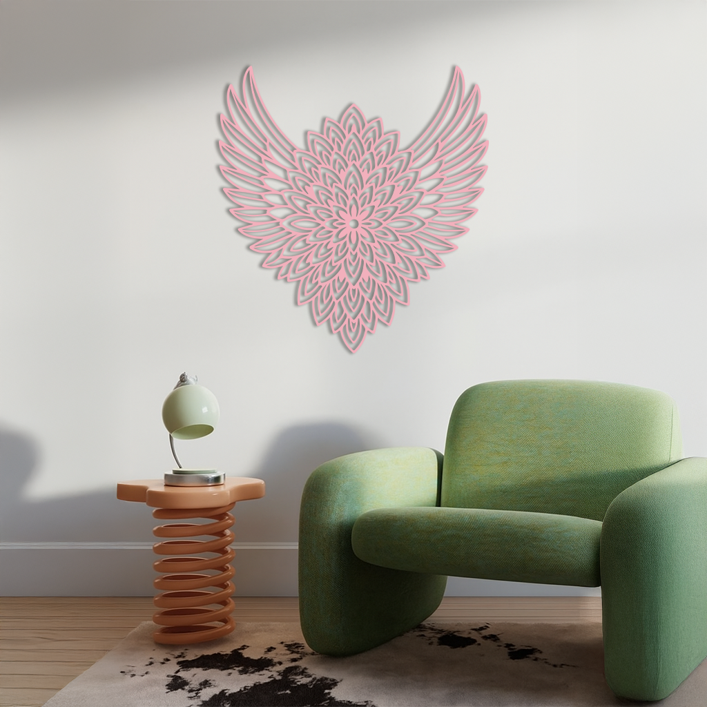 Winged Mandala Metal Wall Art – Sacred Geometry Design - KAFGP057 - Tampa Home & Garden Store