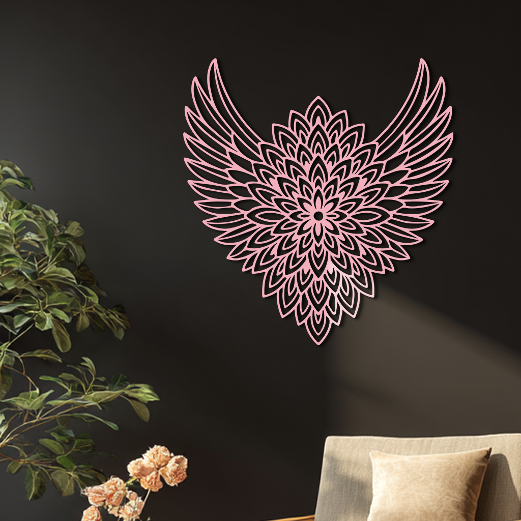 Winged Mandala Metal Wall Art – Sacred Geometry Design - KAFGP057 - Tampa Home & Garden Store