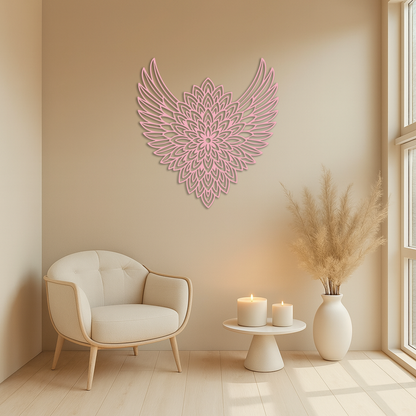 Winged Mandala Metal Wall Art – Sacred Geometry Design - KAFGP057 - Tampa Home & Garden Store