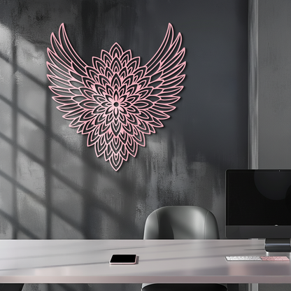 Winged Mandala Metal Wall Art – Sacred Geometry Design - KAFGP057 - Tampa Home & Garden Store