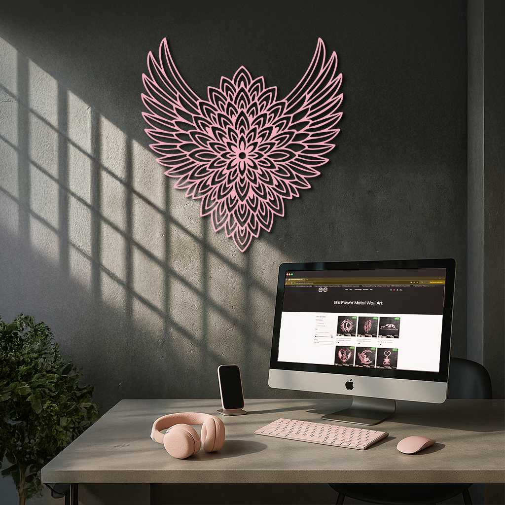 Winged Mandala Metal Wall Art – Sacred Geometry Design - KAFGP057 - Tampa Home & Garden Store