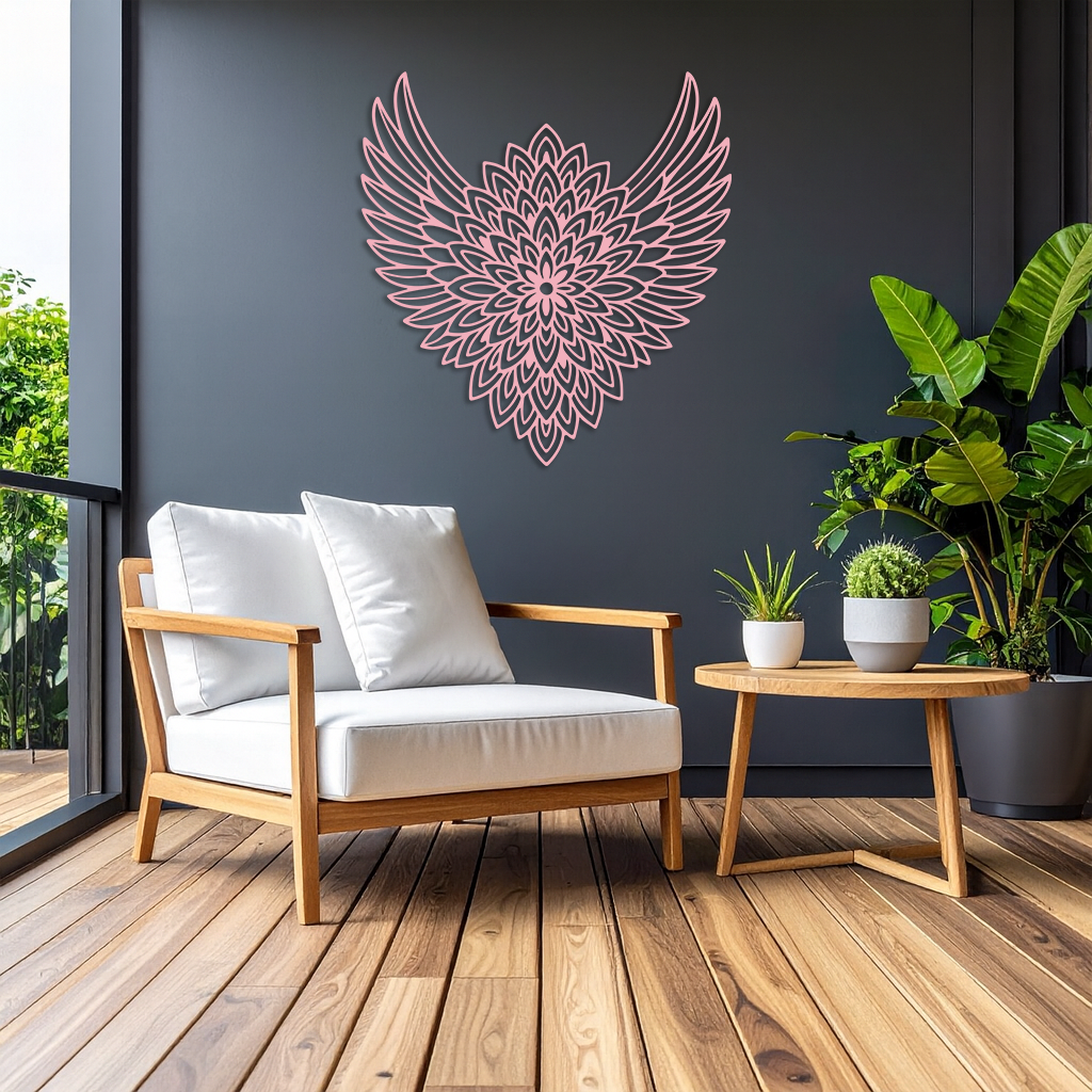 Winged Mandala Metal Wall Art – Sacred Geometry Design - KAFGP057 - Tampa Home & Garden Store