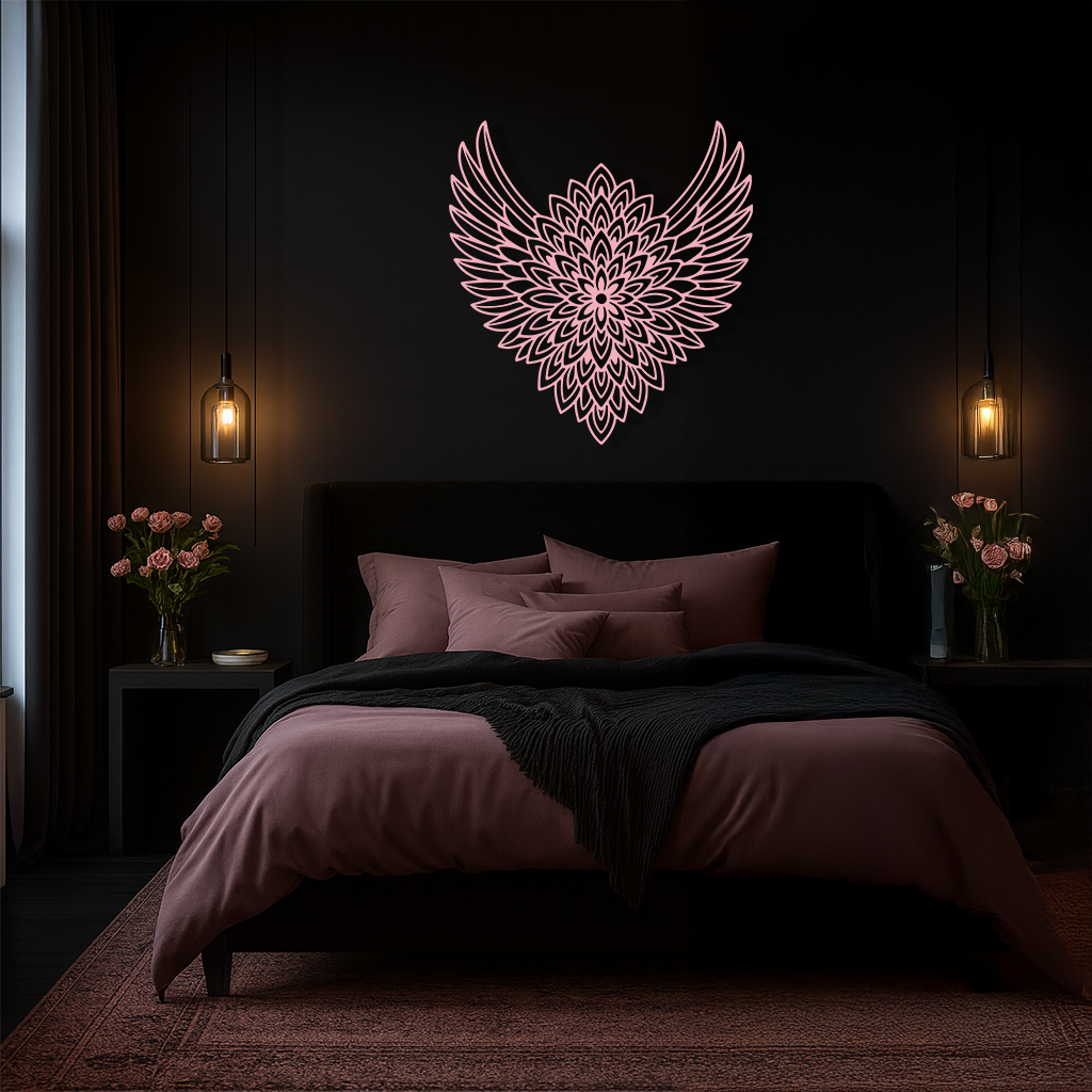 Winged Mandala Metal Wall Art – Sacred Geometry Design - KAFGP057 - Tampa Home & Garden Store