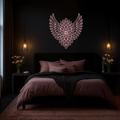 Winged Mandala Metal Wall Art – Sacred Geometry Design - KAFGP057 - Tampa Home & Garden Store