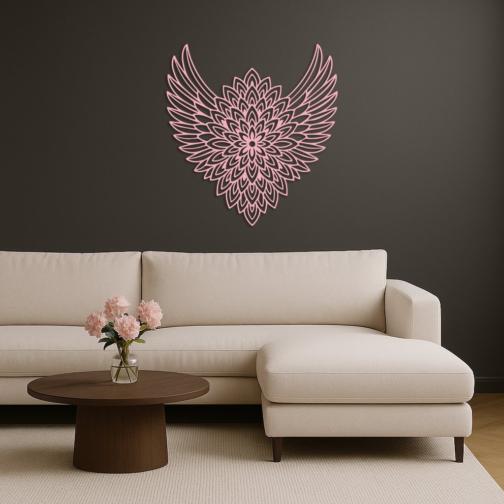 Winged Mandala Metal Wall Art – Sacred Geometry Design - KAFGP057 - Tampa Home & Garden Store