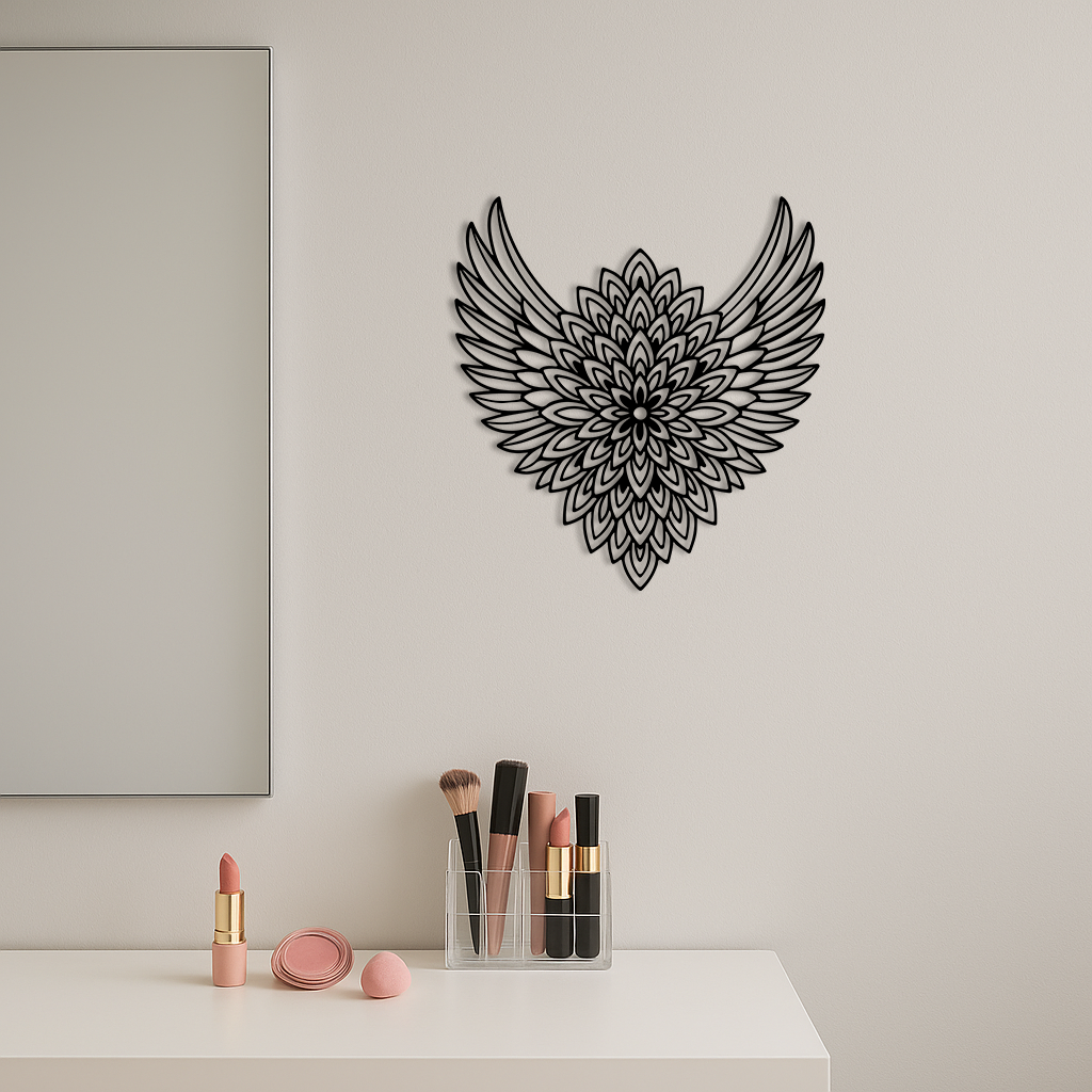 Winged Mandala Metal Wall Art – Sacred Geometry Design - KAFGP057 - Tampa Home & Garden Store