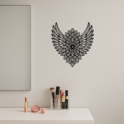 Winged Mandala Metal Wall Art – Sacred Geometry Design - KAFGP057 - Tampa Home & Garden Store