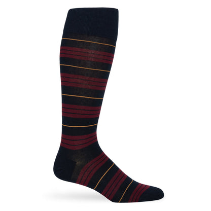 The Winston Navy Dress Socks and Maroon Stripes