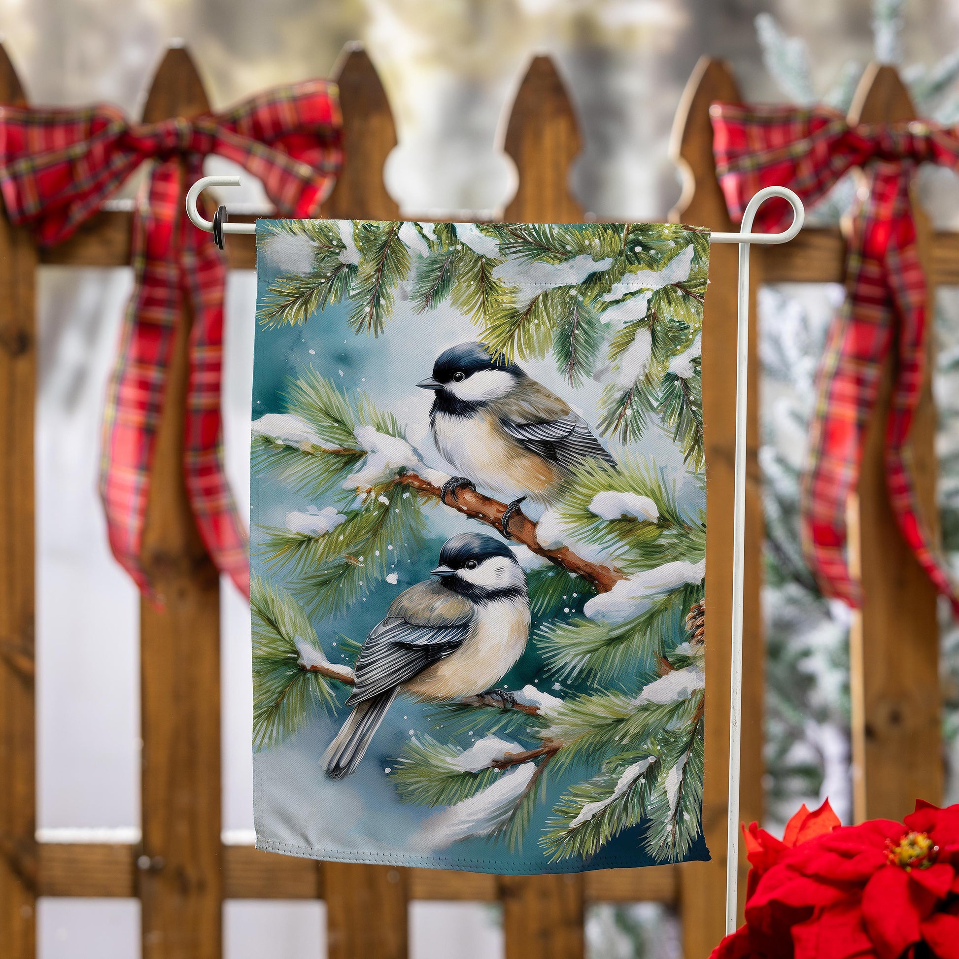 Winter Chickadee Friends Suede Garden Flag - Tampa Home & Garden Store