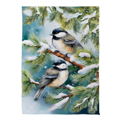 Winter Chickadee Friends Suede Garden Flag - Tampa Home & Garden Store
