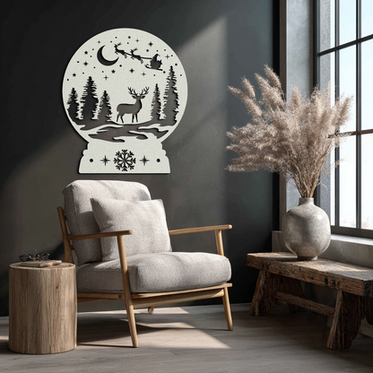 Winter Deer Snow Globe Metal Wall Art - Holiday Forest Scene Decor- KAF302 - Tampa Home & Garden Store