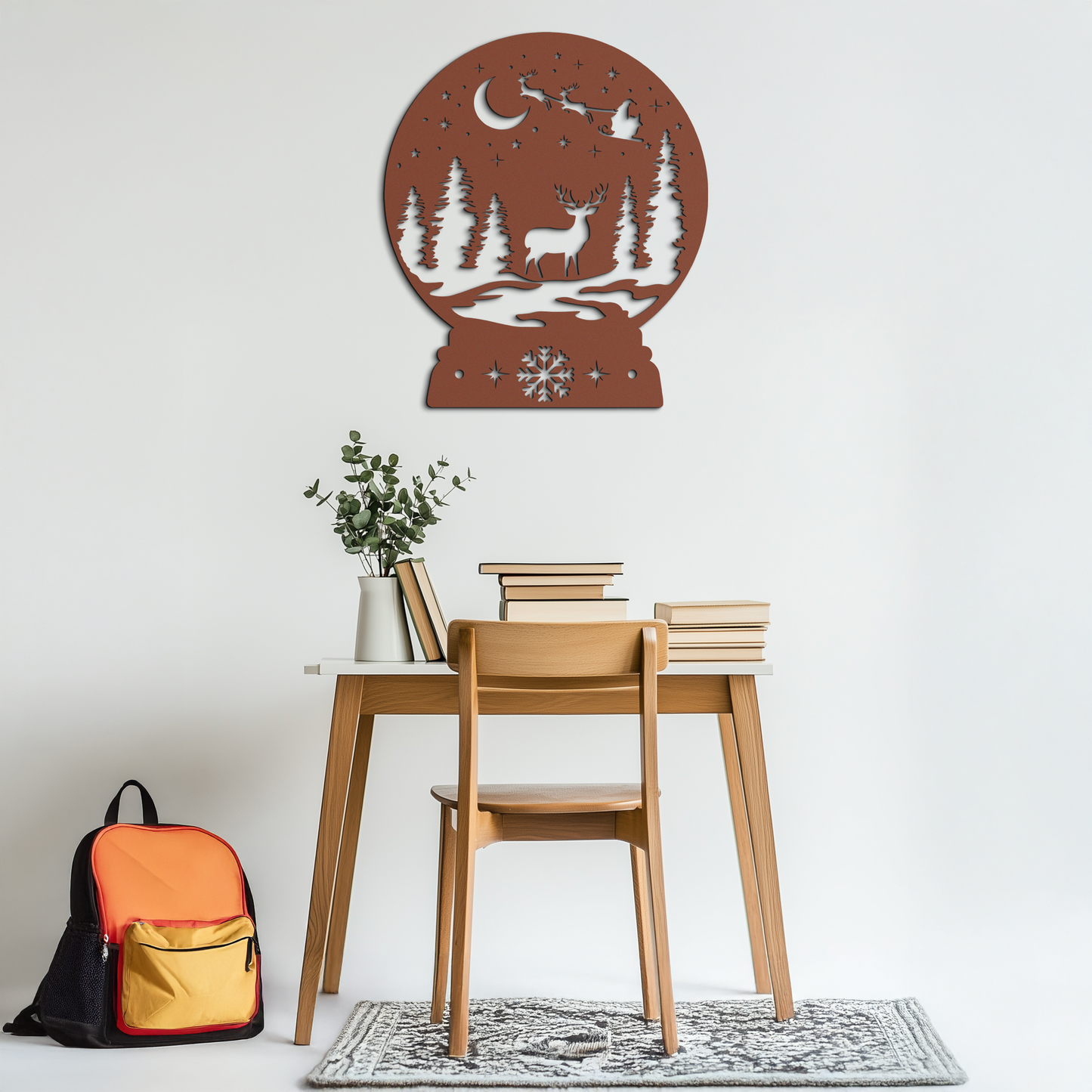 Winter Deer Snow Globe Metal Wall Art - Holiday Forest Scene Decor- KAF302 - Tampa Home & Garden Store