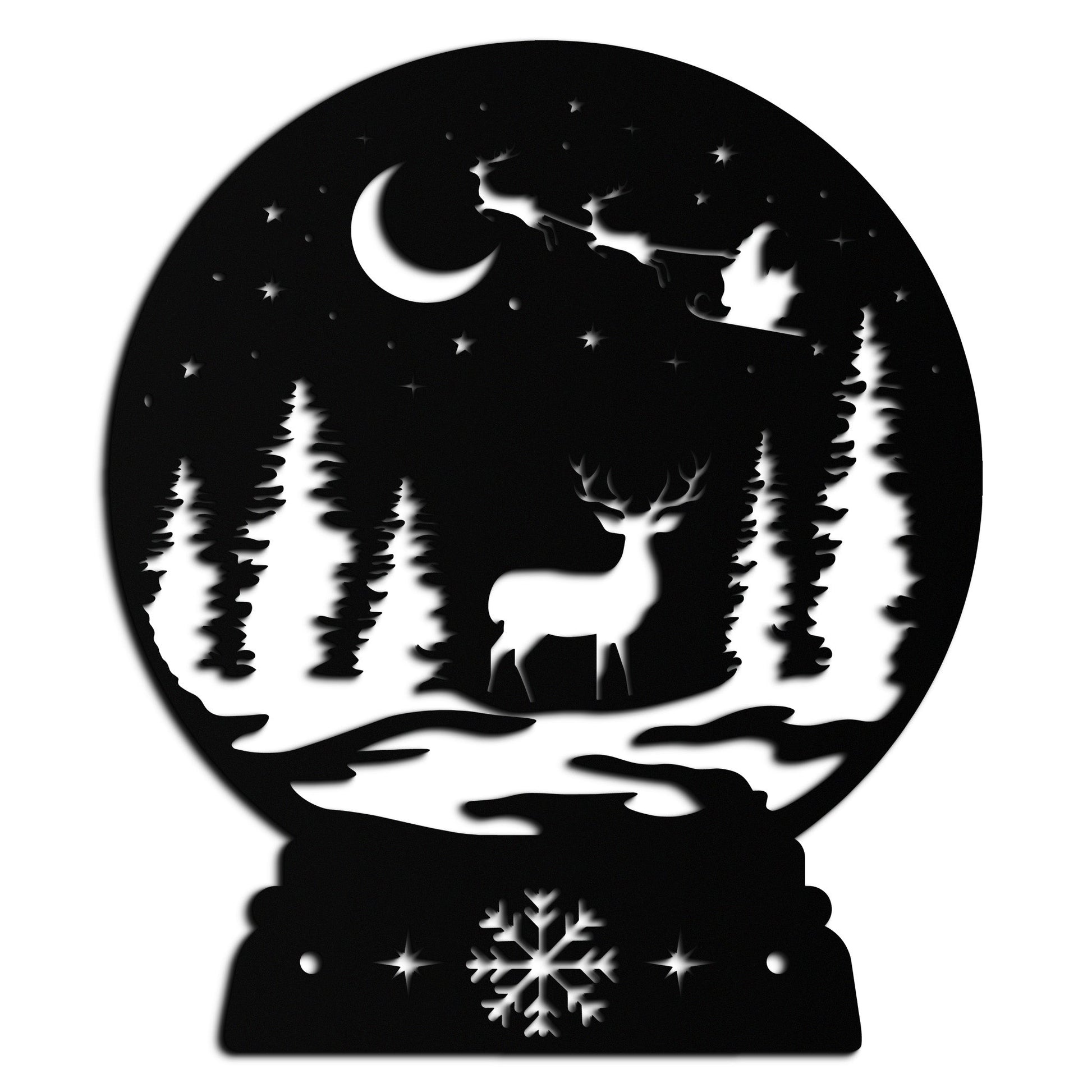 Winter Deer Snow Globe Metal Wall Art - Holiday Forest Scene Decor- KAF302 - Tampa Home & Garden Store