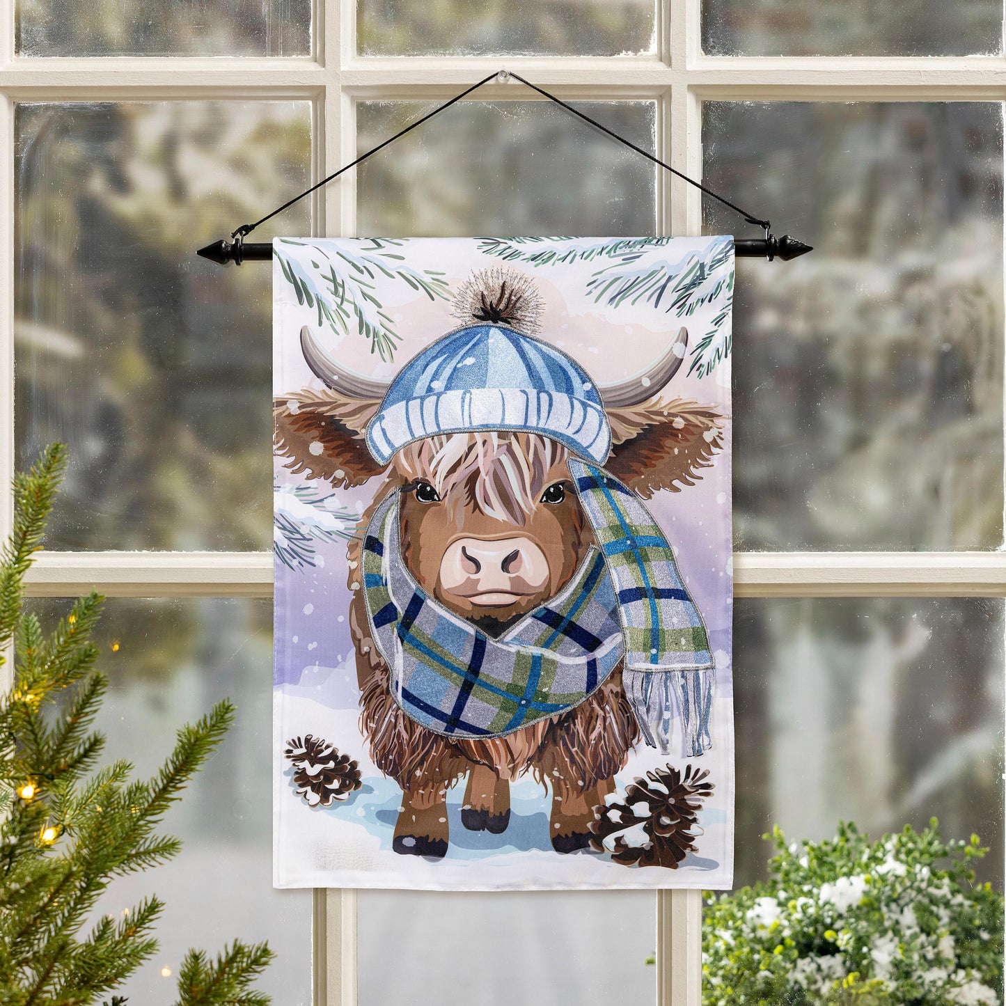 Winter Highland Cow Applique Garden Flag - Tampa Home & Garden Store