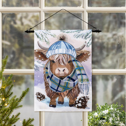 Winter Highland Cow Applique Garden Flag - Tampa Home & Garden Store