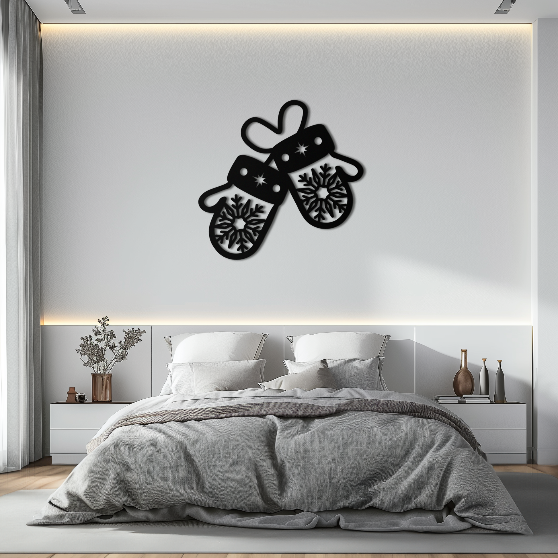 Winter Mittens Metal Wall Art - Cozy Snowflake Gloves Decor- KAF299 - Tampa Home & Garden Store