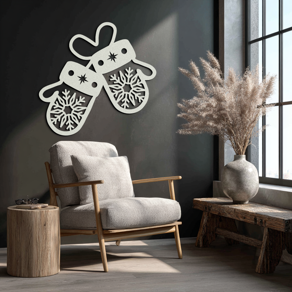 Winter Mittens Metal Wall Art - Cozy Snowflake Gloves Decor- KAF299 - Tampa Home & Garden Store