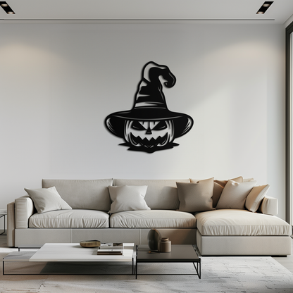 Witch Hat Pumpkin Metal Wall Art - Spooky Halloween Decor- KAF281 - Tampa Home & Garden Store