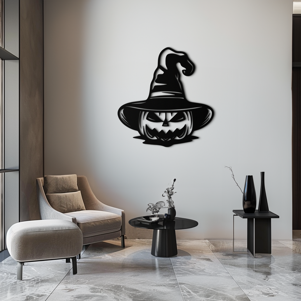 Witch Hat Pumpkin Metal Wall Art - Spooky Halloween Decor- KAF281 - Tampa Home & Garden Store