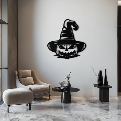Witch Hat Pumpkin Metal Wall Art - Spooky Halloween Decor- KAF281 - Tampa Home & Garden Store